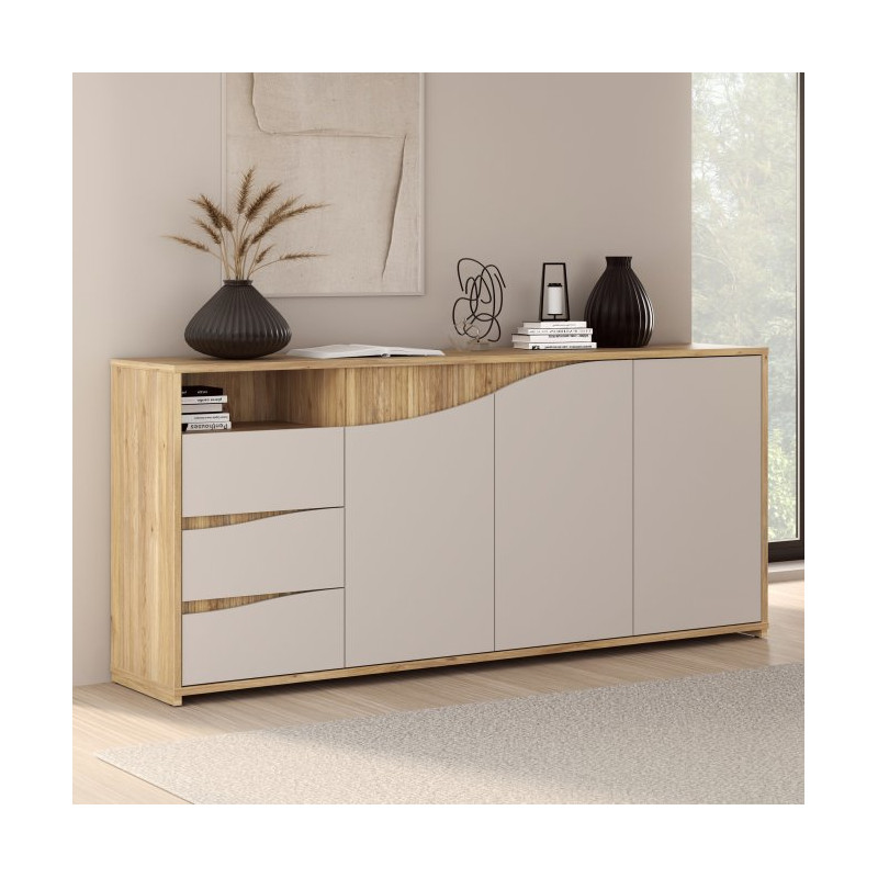Duża komoda nowoczesna Poem POEK241R dąb mauvella/piaskowy