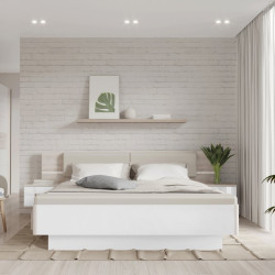 Łóżko z oświetleniem i szafkami nocnymi 180x200 cm Rondino RDNL1821BT dąb piaskowy/biały