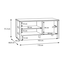 Stolik kawowy prostokątny 110x60 Saitama CFTT5172 dąb mauvella/secret grey