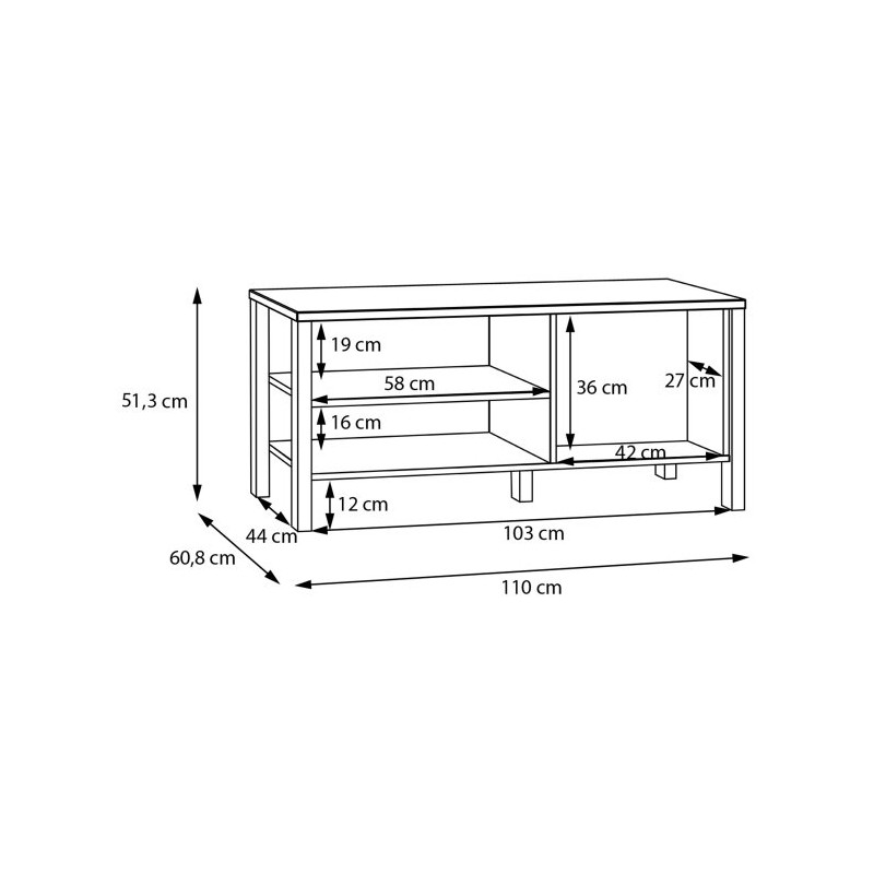 Stolik kawowy prostokątny 110x60 Saitama CFTT5172 dąb mauvella/secret grey