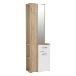 Panel z lustrem oraz szafką do przedpokoju Lothal CHQD01 beżowy/biały