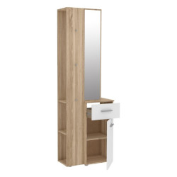 Panel z lustrem oraz szafką do przedpokoju Lothal CHQD01 beżowy/biały