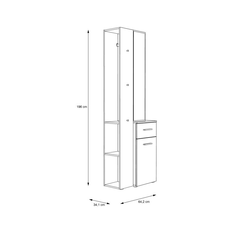 Panel z lustrem oraz szafką do przedpokoju Lothal CHQD01 beżowy/biały