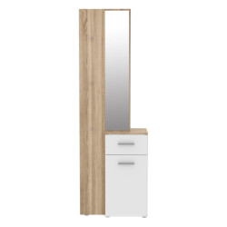 Panel z lustrem oraz szafką do przedpokoju Lothal CHQD01 beżowy/biały