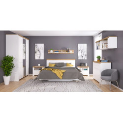 Łoże 160 Vigo Biały połysk/Dąb wotan Mebelbos