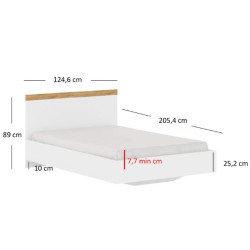Łóżko 120 Vigo Biały połysk/Dąb wotan Mebelbos