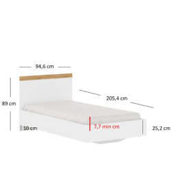 Łóżko 90 Vigo Biały połysk/Dąb wotan Mebelbos