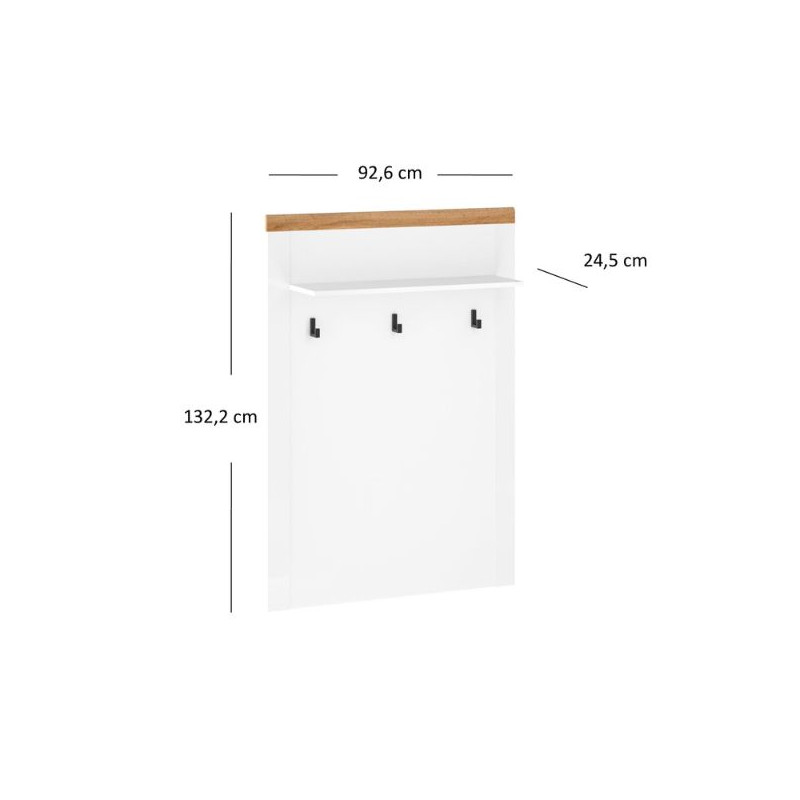 Wieszak 90 Vigo Biały połysk/Dąb wotan Mebelbos