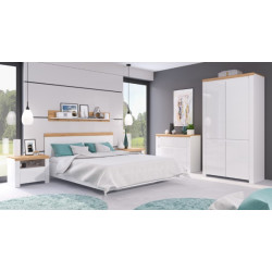 Szafa czterodrzwiowa Vigo Biały połysk/Dąb wotan Mebelbos