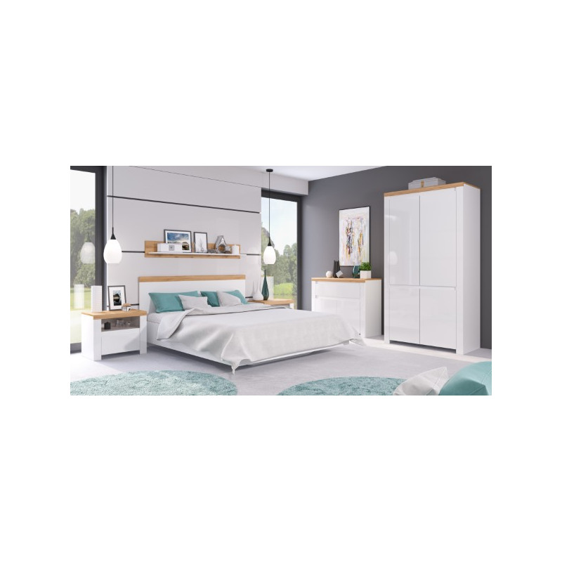 Półka wisząca 150 Vigo Biały połysk/Dąb wotan Mebelbos