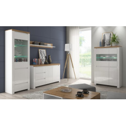 Półka wisząca 150 Vigo Biały połysk/Dąb wotan Mebelbos