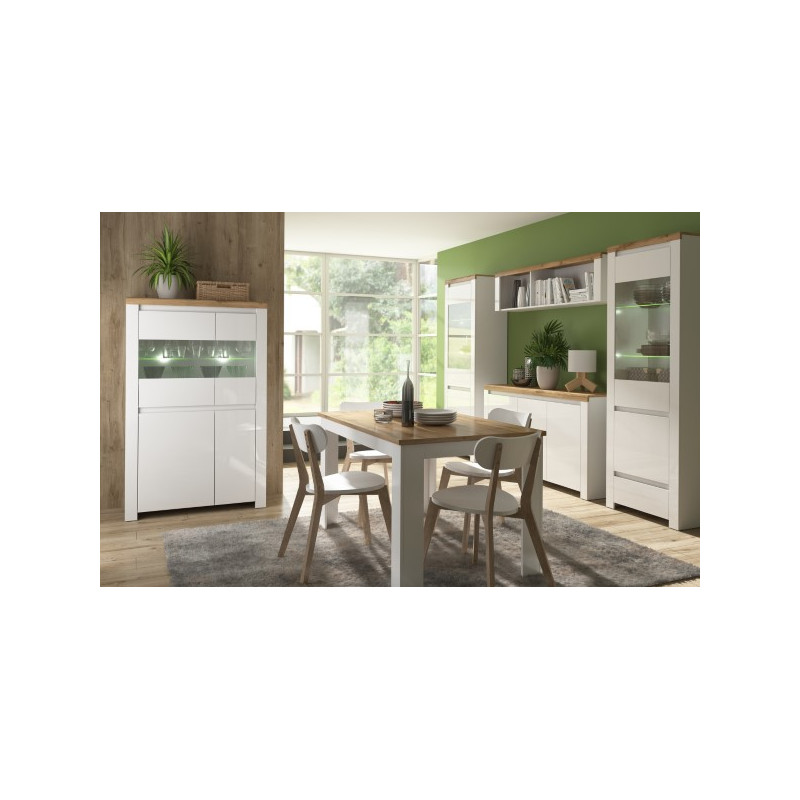 Stół rozkładany Vigo Biały połysk/Dąb wotan Mebelbos