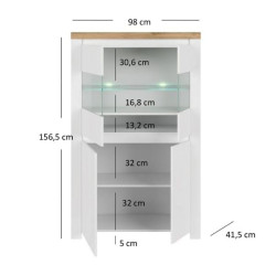 Witryna niska dwudrzwiowa Vigo Biały połysk/Dąb wotan Mebelbos