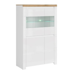 Witryna niska dwudrzwiowa Vigo Biały połysk/Dąb wotan Mebelbos