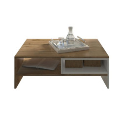 Ława z półką Vigo Biały połysk/Dąb wotan Mebelbos