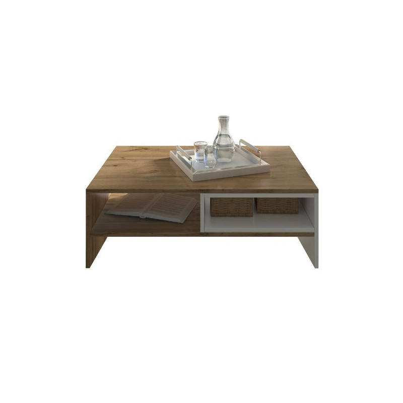 Ława z półką Vigo Biały połysk/Dąb wotan Mebelbos