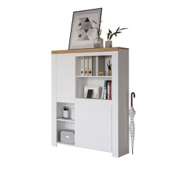 Regał niski dwudrzwiowy Vigo Biały połysk/Dąb wotan Mebelbos