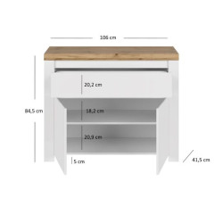 Komoda 2D z szufladą Vigo Biały połysk/Dąb wotan Mebelbos