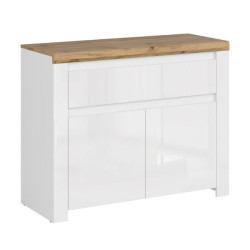 Komoda 2D z szufladą Vigo Biały połysk/Dąb wotan Mebelbos