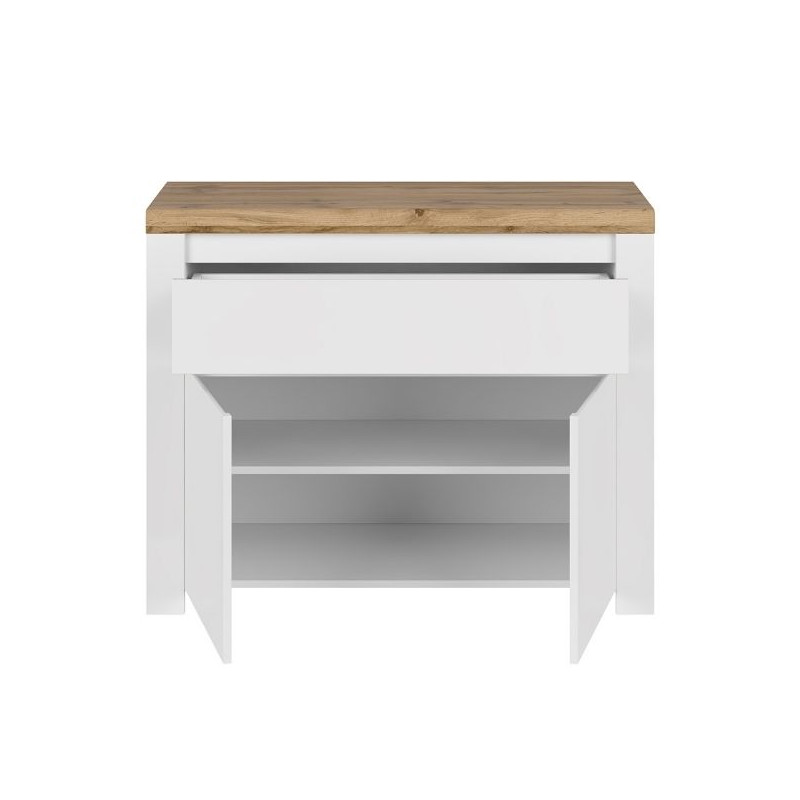 Komoda 2D z szufladą Vigo Biały połysk/Dąb wotan Mebelbos