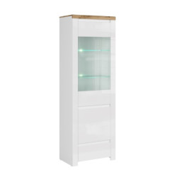 Witryna z szufladą Vigo Biały połysk/Dąb wotan Mebelbos