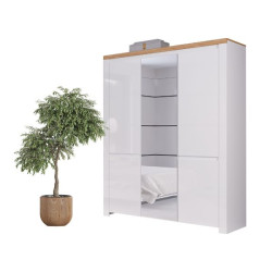 Szafa z lustrem pięciodrzwiowa  Vigo Biały połysk/Dąb wotan Mebelbos