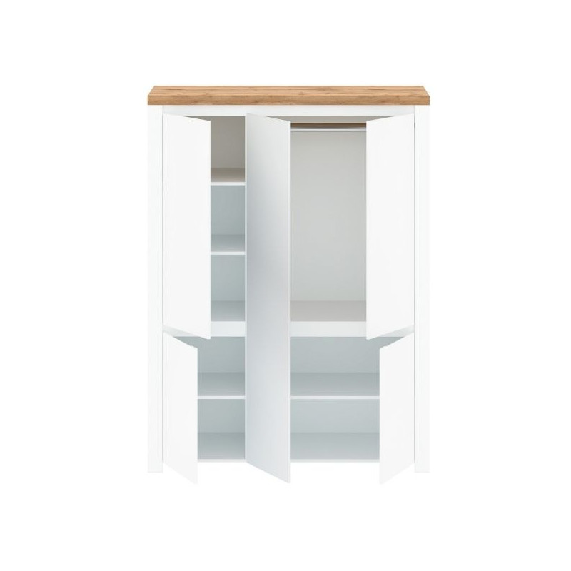 Szafa z lustrem pięciodrzwiowa  Vigo Biały połysk/Dąb wotan Mebelbos