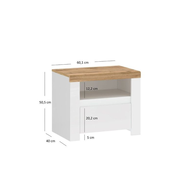 Szafka nocna Vigo Biały połysk/Dąb wotan Mebelbos