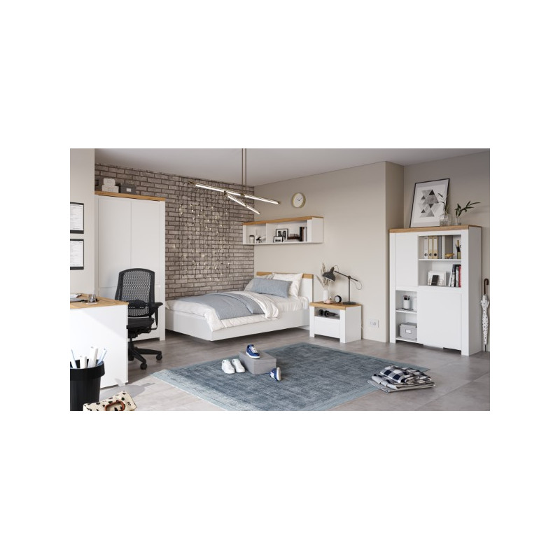 Szafka nocna VIGO biały połysk dąb wotan | Kup teraz