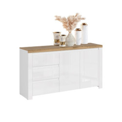 Komoda 2D3S Vigo Biały połysk/Dąb wotan Mebelbos