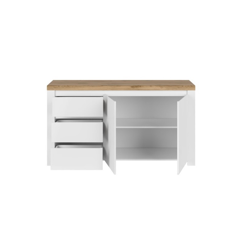 Komoda 2D3S Vigo Biały połysk/Dąb wotan Mebelbos