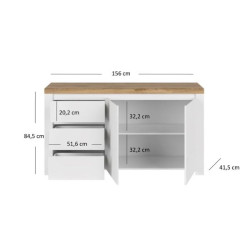 Komoda 2D3S Vigo Biały połysk/Dąb wotan Mebelbos