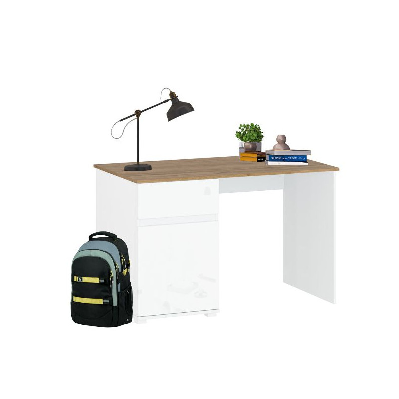 Biurko Vigo Biały połysk/Dąb wotan Mebelbos