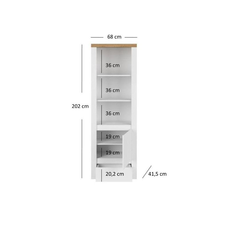 Regał otwarty Vigo Biały połysk/Dąb wotan Mebelbos