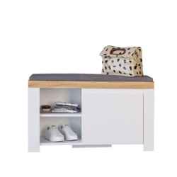 Szafka na buty z siedziskiem Vigo Biały połysk/Dąb wotan Mebelbos