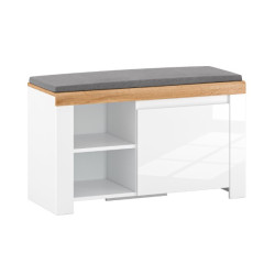 Szafka na buty z siedziskiem Vigo Biały połysk/Dąb wotan Mebelbos