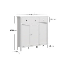 Komoda trzydrzwiowa z szufladami OLE Biały Mebelbos