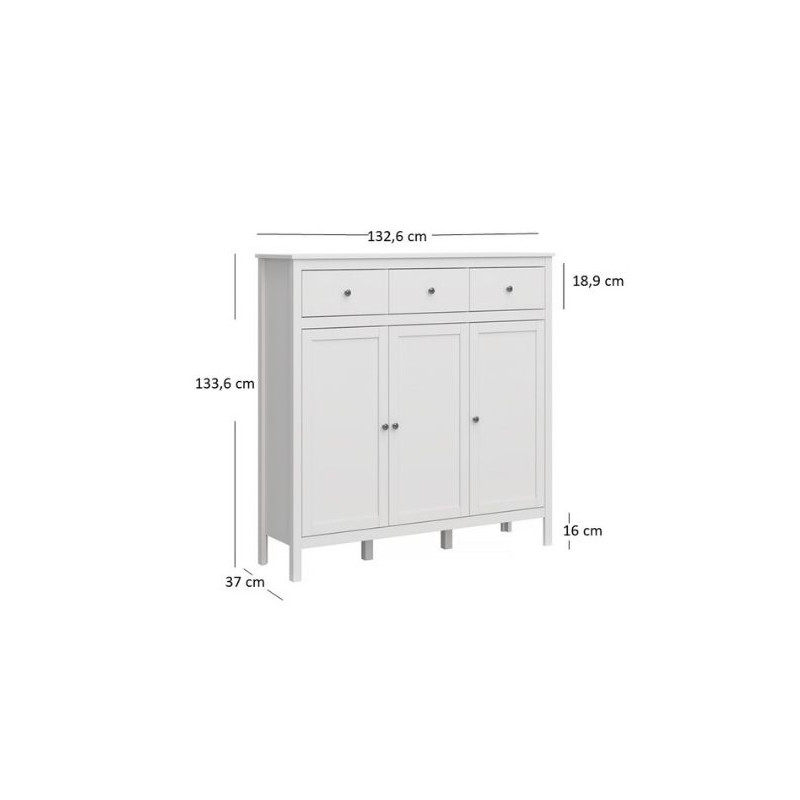 Komoda trzydrzwiowa z szufladami OLE Biały Mebelbos