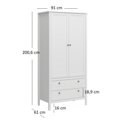 Szafa dwudrzwiowa z szufladami OLE Biały Mebelbos