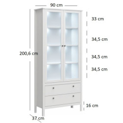 Witryna wysoka z 2 szufladami OLE Biały Mebelbos