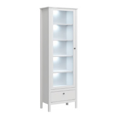 Witryna wysoka z szufladą OLE Biały Mebelbos