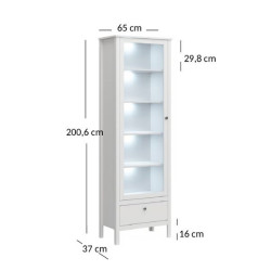 Witryna wysoka z szufladą OLE Biały Mebelbos