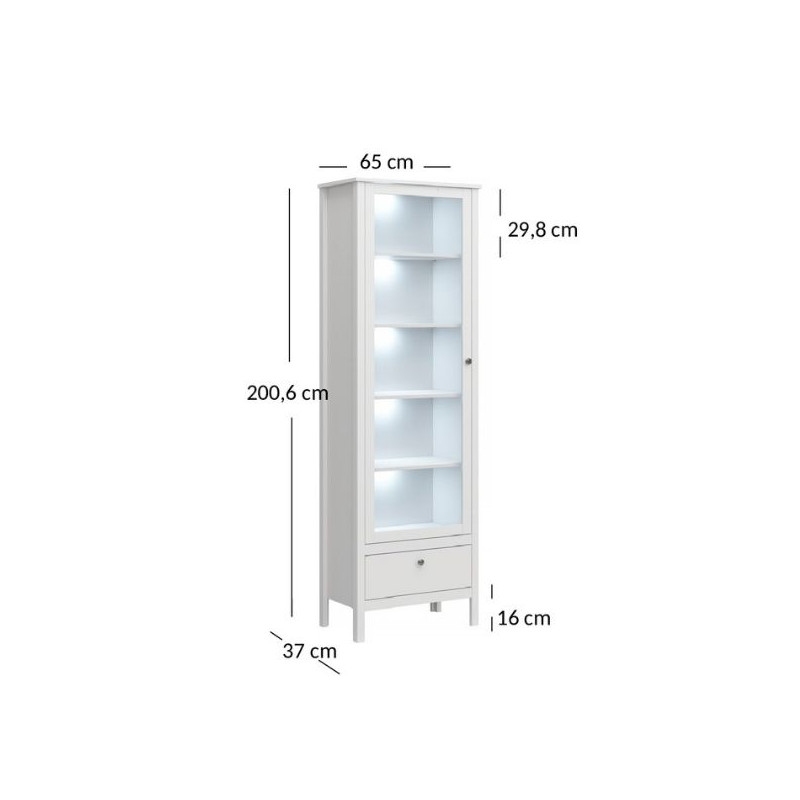 Witryna wysoka z szufladą OLE Biały Mebelbos