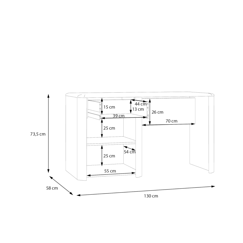 Biurko 130x60 cm Yoop YPB21 dąb sonoma/szary