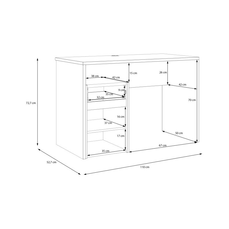 Biurko 110x55 cm Modultrick MDUB111 dąb artisan/biały