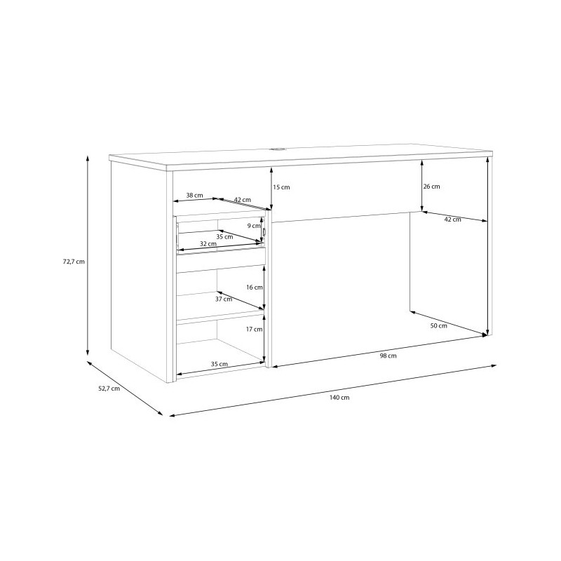 Biurko 140x55 cm Modultrick MDUB112 dąb artisan/grafit