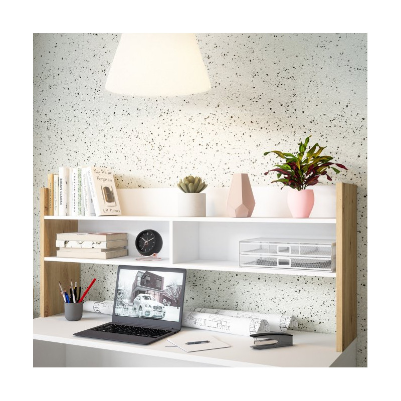 Nadstawka nad biurko Modultrick MDUN122 biały/dąb artisan