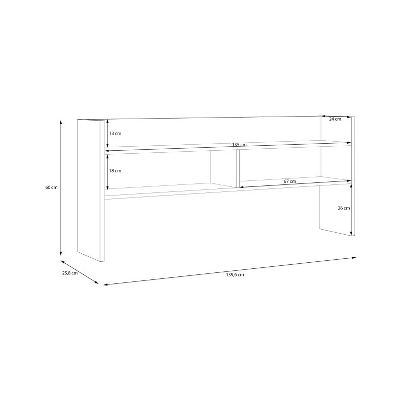 Nadstawka nad biurko Modultrick MDUN122 biały/dąb artisan
