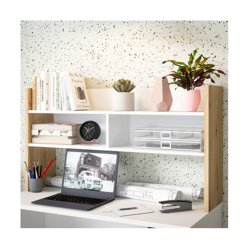 Nadstawka nad biurko 110 cm Modultrick MDUN121 biały/dąb artisan