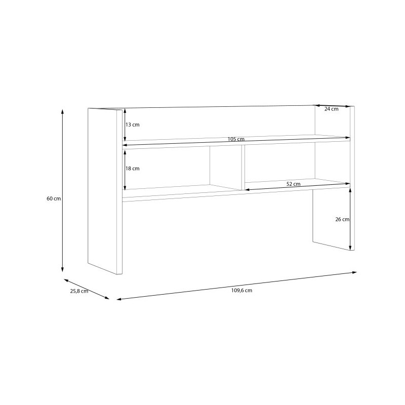 Nadstawka nad biurko 110 cm Modultrick MDUN121 grafit/dąb artisan